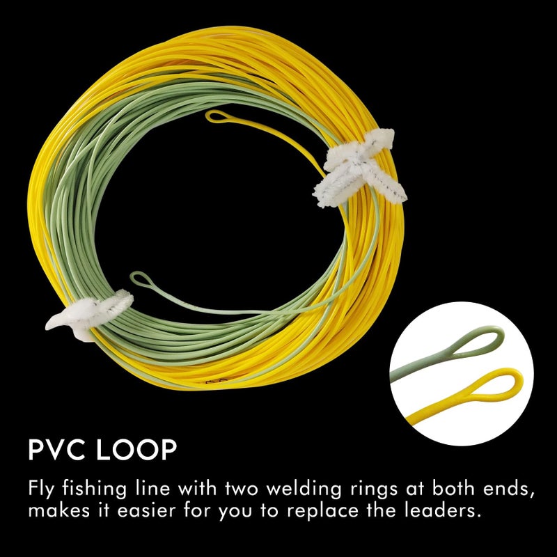 Riverruns Fly Fishing Floating Line with Welded Loop Weight Forward Fly Lines 85FT WF3 4 5 6 7 8F (Green+Yellow, WF3F) - Image 4